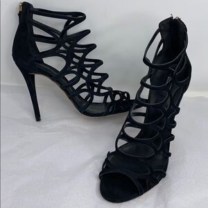 Aldo Black Suede Sz 8.5 High Heel Sandal Bootie